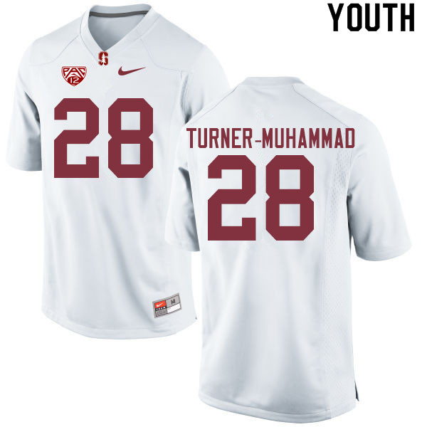 Youth #28 Salim Turner-Muhammad Stanford Cardinal College Football Jerseys Sale-White - Click Image to Close